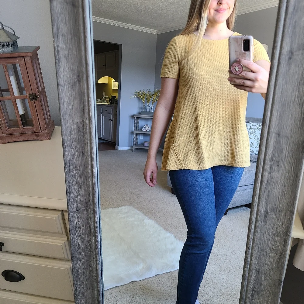 Sonoma Mustard Textured Blouse